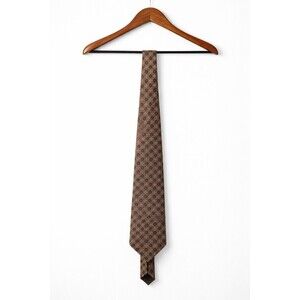 Pronto Uomo Couture Silk Tie Geometric Brown Blue Classic Designer Necktie